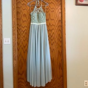 Size 5, mint, sequin hearts, long dress